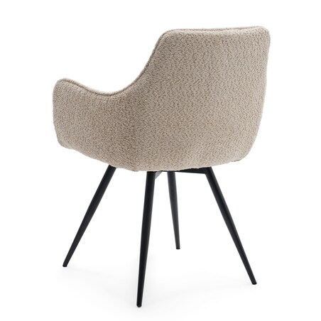 Krzesło tapicerowane obrotowe boucle do salonu QUATTRO jasnobeżowe