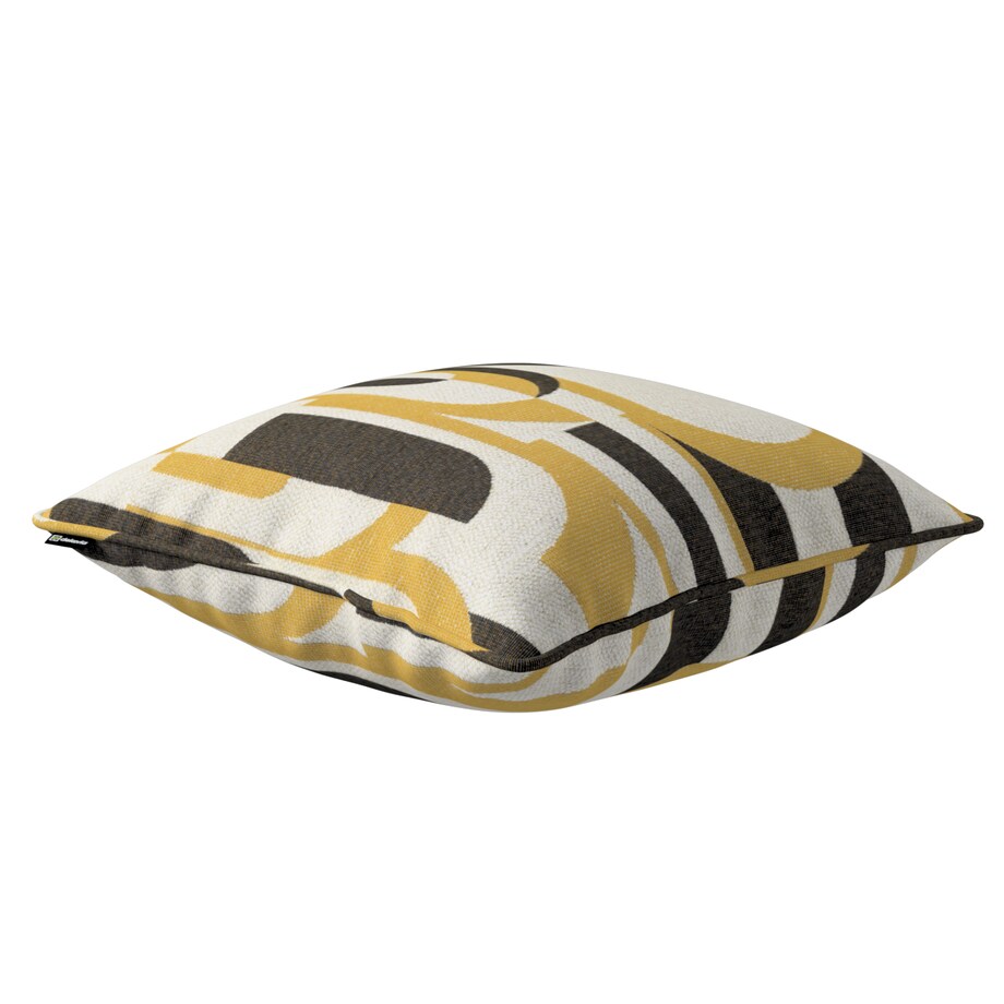 Poszewka Gabi na poduszkę 45x45 czarno-żółte wzory na kremowym tle