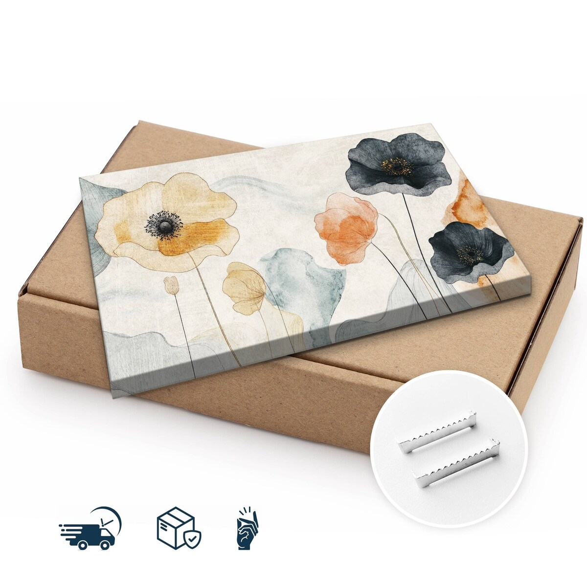 Obraz Ścienny Do Salonu Jadalni Pastelowe Kwiaty Maki Styl Retro 120x80cm