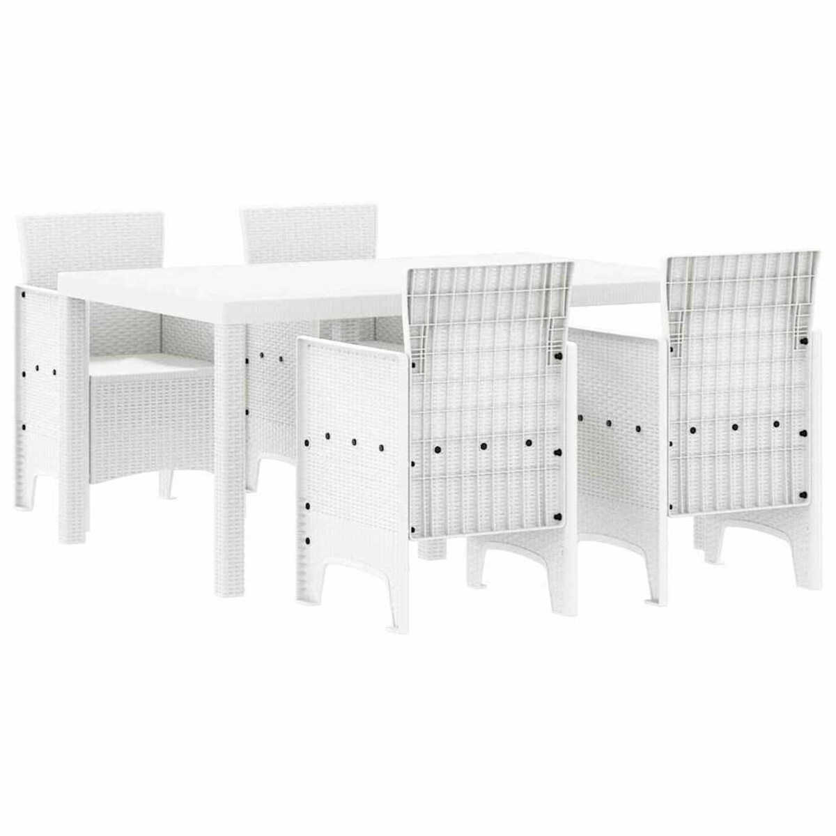 vidaXL Zestaw do jadalni w ogrodzie 5 pcs Biały Rattan Polt