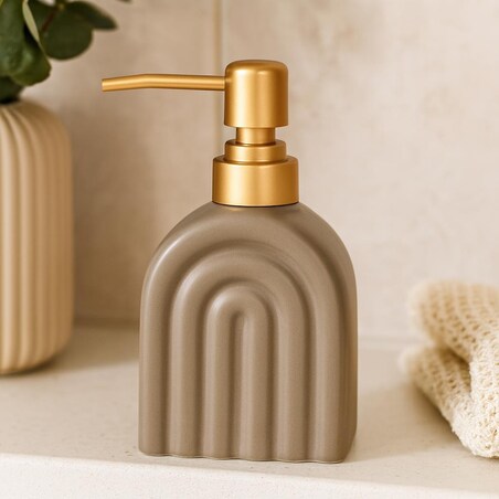 Dozownik na mydło 15x9x6 cm ceramiczny 320 ml TOPIK brązowy
