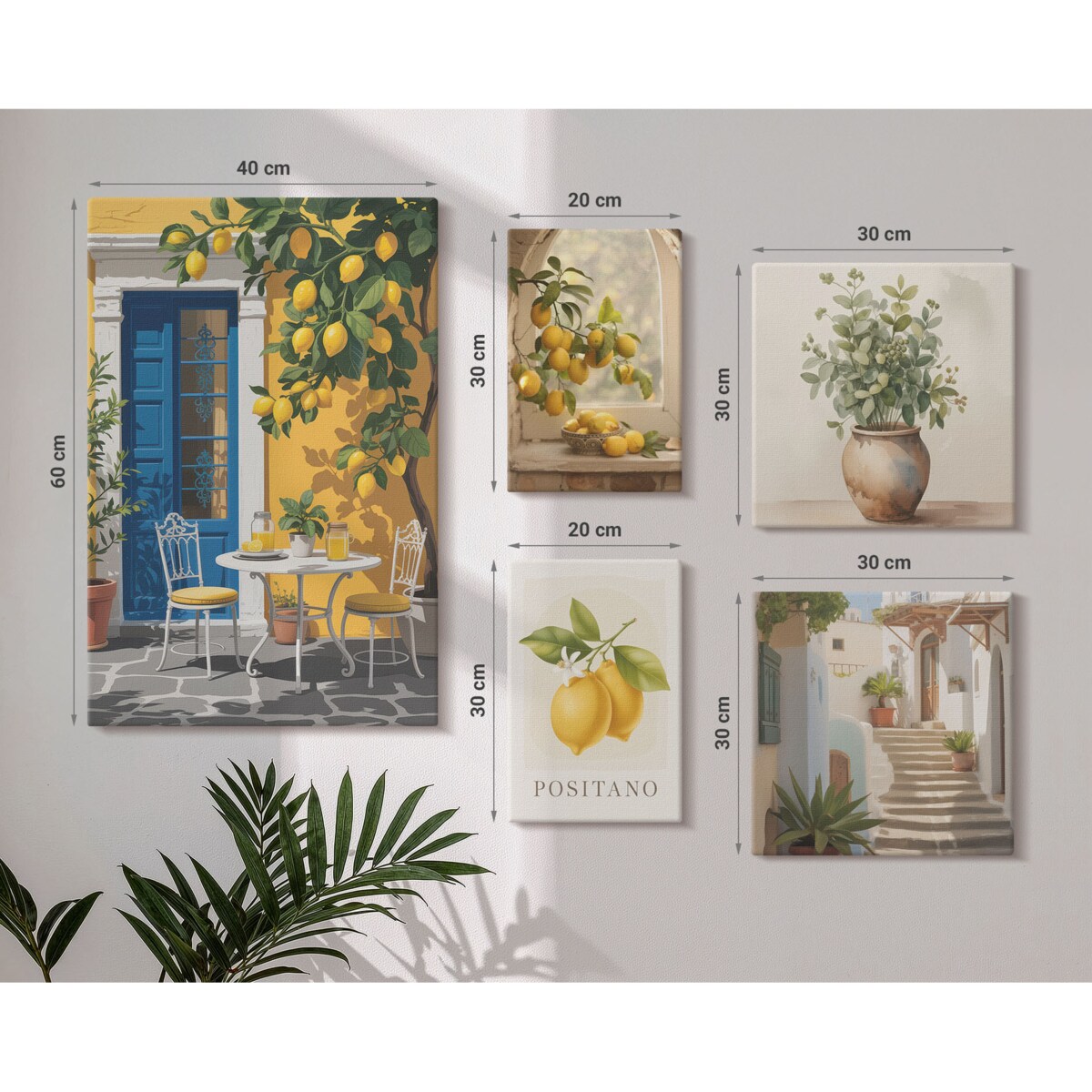 Zestaw 5 obrazów na płótnie - Cytrusowe inspiracje w stylu prowansalskim - żółty