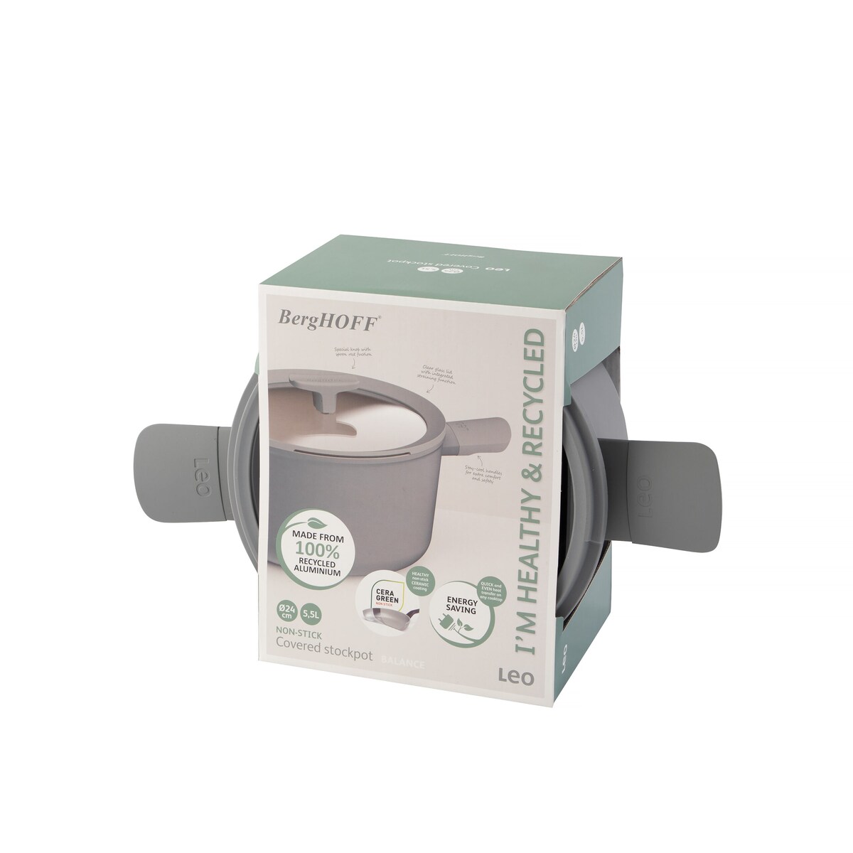 Garnek z pokrywą Balance Eco Grey 24cm x 14cm, 5,5 L BergHOFF