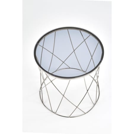 STOLIK KAWOWY Borda 55/55 cm SZKLANY BLAT srebrna podstawa