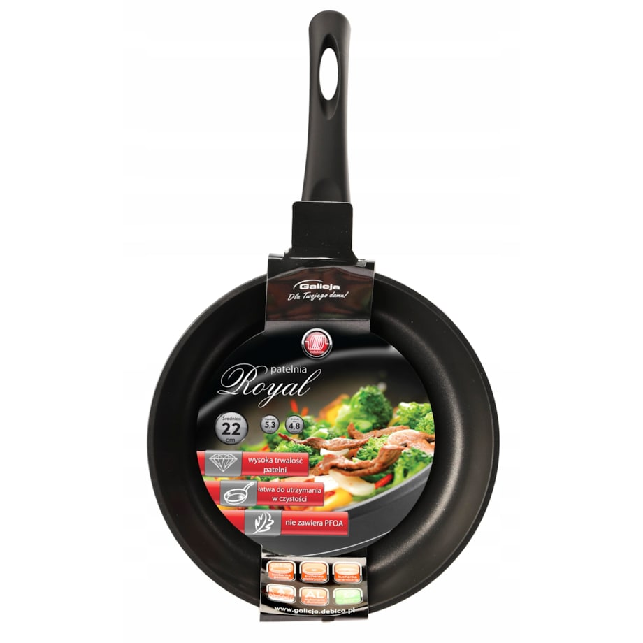 PATELNIA PATELKA 18 cm ROYAL czarna mała do kuchni smażenia indukcja