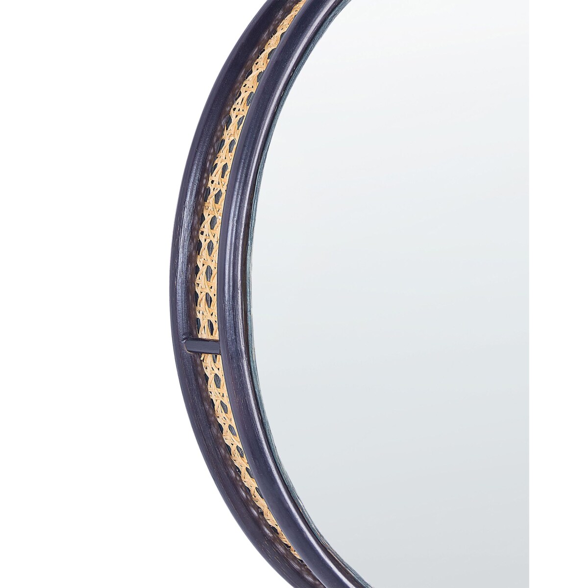 Okrągłe lustro ścienne rattanowe ø 60 cm czarne DAKSA