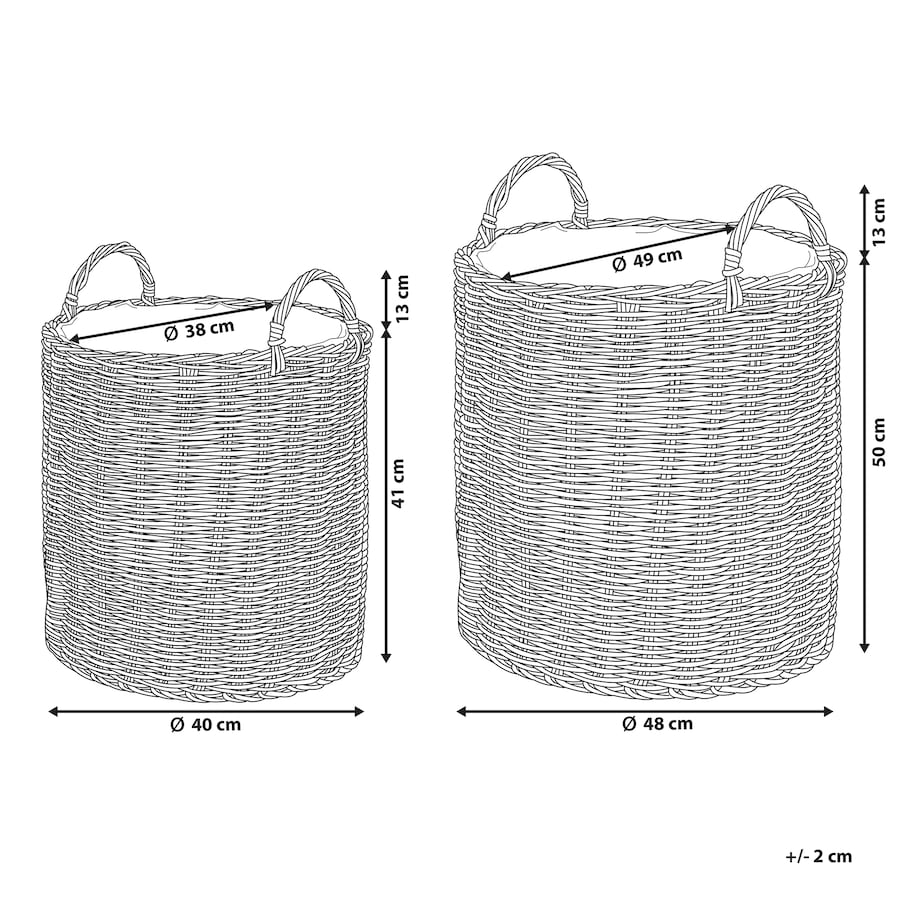 Zestaw 2 koszy na kwiaty BITOLA 40/48 cm Brązowy Technorattan