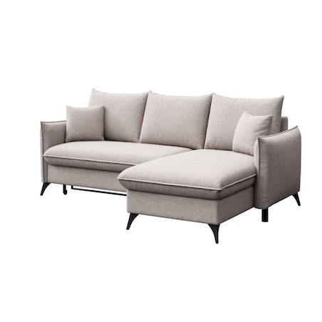 Brim Sofa narożna prawa z funkcją spania i pojemnikiem prawa jasnoszara