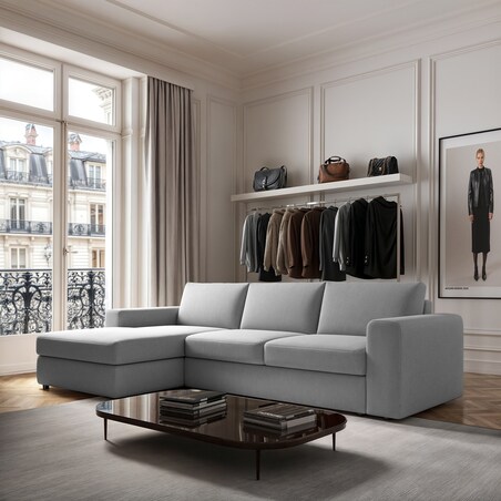 Sofa narożna lewa Baga XL jasnoszara