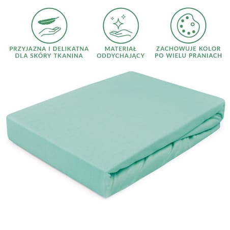 Prześcieradło jersey z gumką 120x200 kolor Jasny turkus