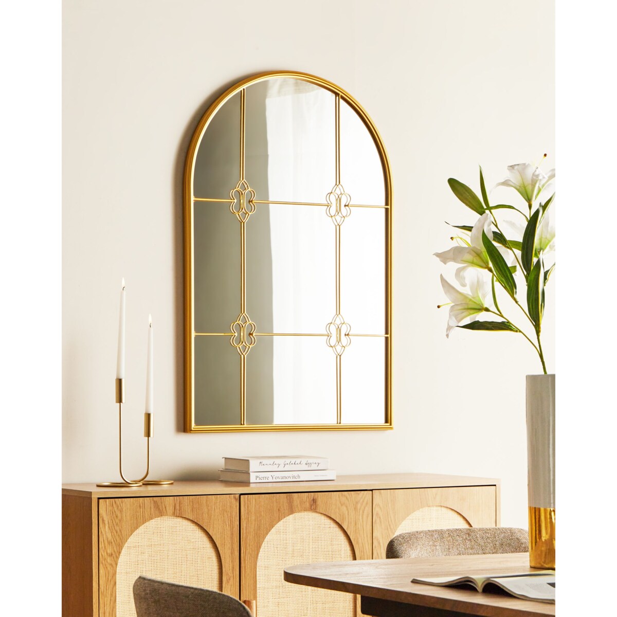 Lustro ścienne THULAY 65 cm 99 cm Złoty