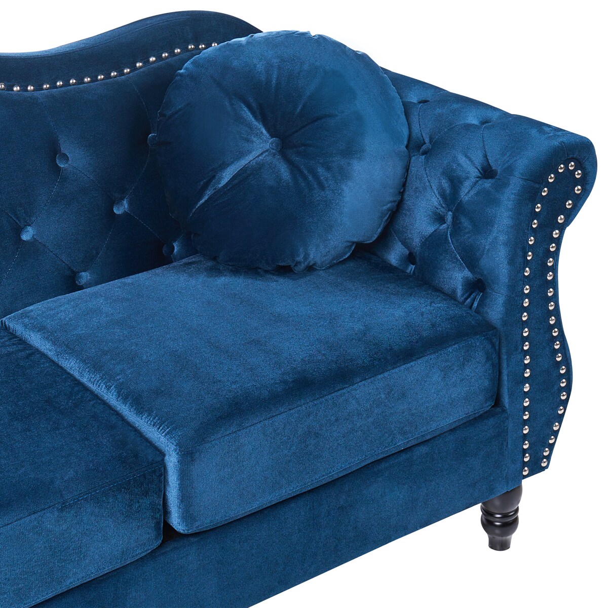 Sofa dla 2 osób SKIEN Welur Granatowy
