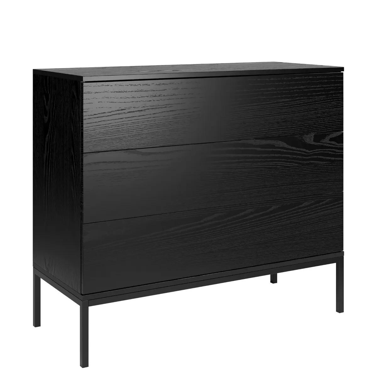 Komoda KRON 3S 100cm czarny dąb