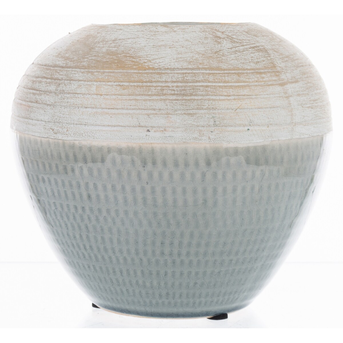 Wazon ceramiczny niebiesko-biały 16,5x18,5x18,5 cm SASSARA