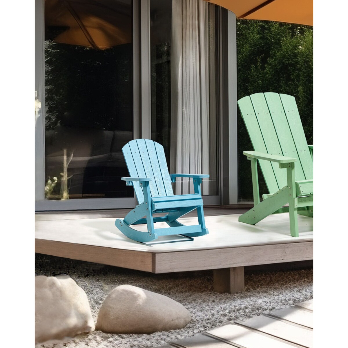 Fotel bujany ogrodowy dla dzieci jasnoniebieski ADIRONDACK