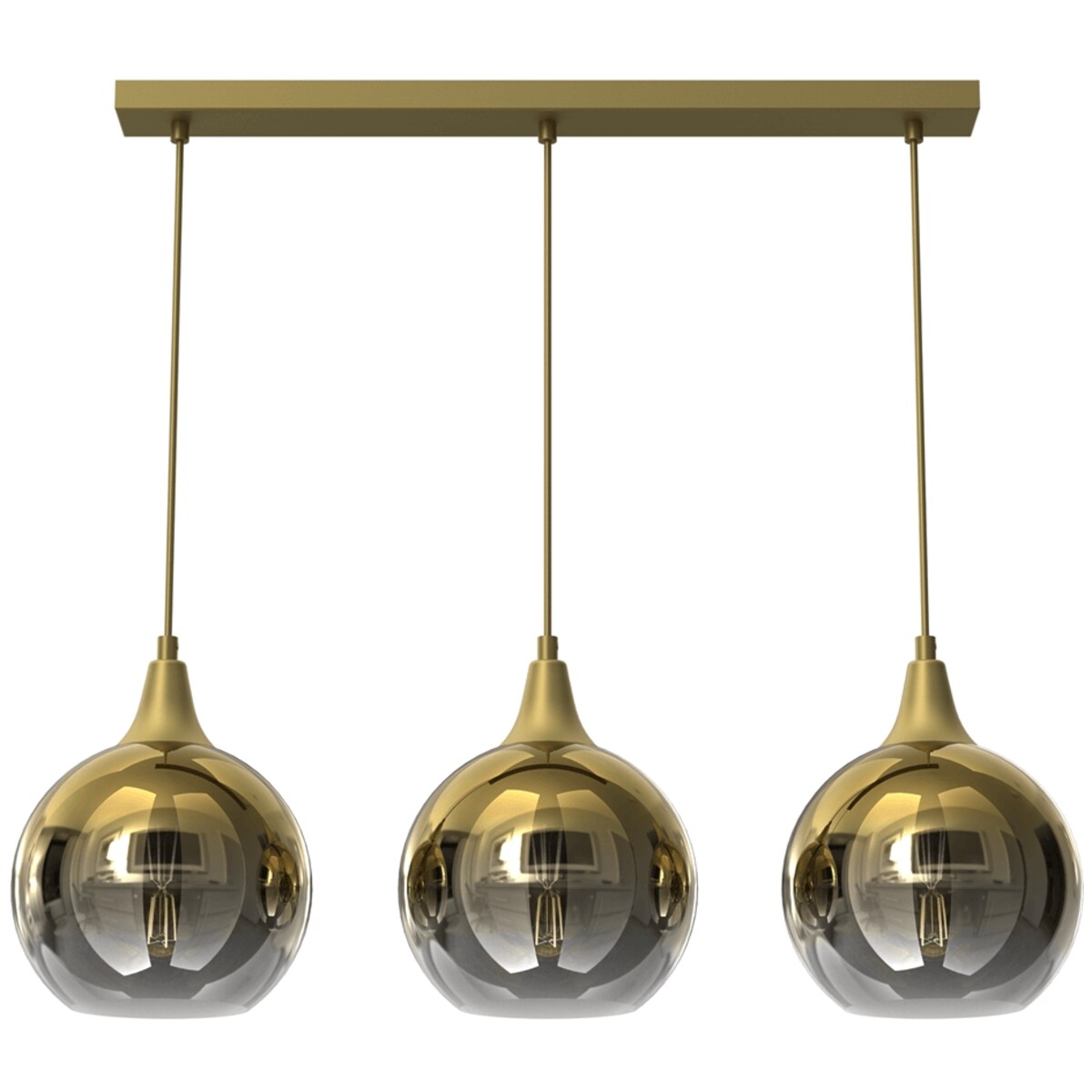 Lampa wisząca potrójna Monte MLP8402 przydymiona złota