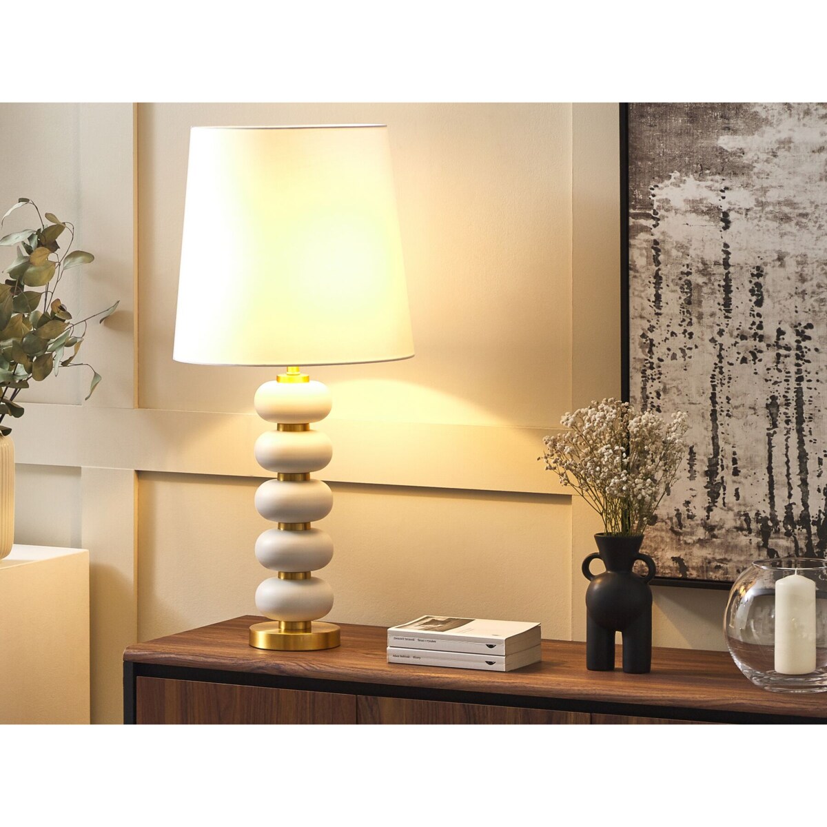 Lampa stołowa biała ze złotym FRIO