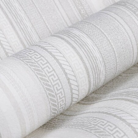 vidaXL Tapeta 3D z wzorem w pasy, szara, 10x0,53 m, flizelina