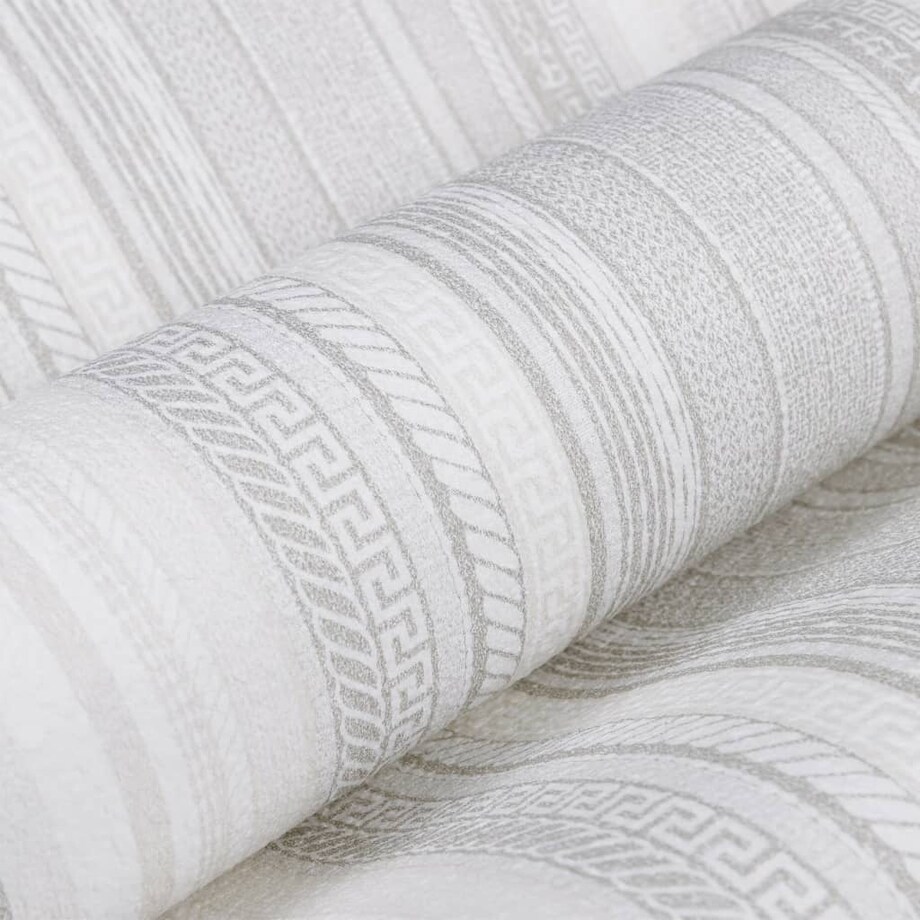 vidaXL Tapeta 3D z wzorem w pasy, szara, 10x0,53 m, flizelina