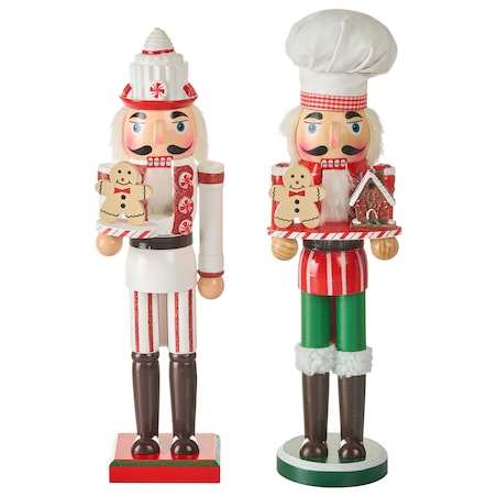 Zestaw 2 figurek dekoracyjnych BODSJON Dziadek do orzechów 35 cm Czerwony/ biały