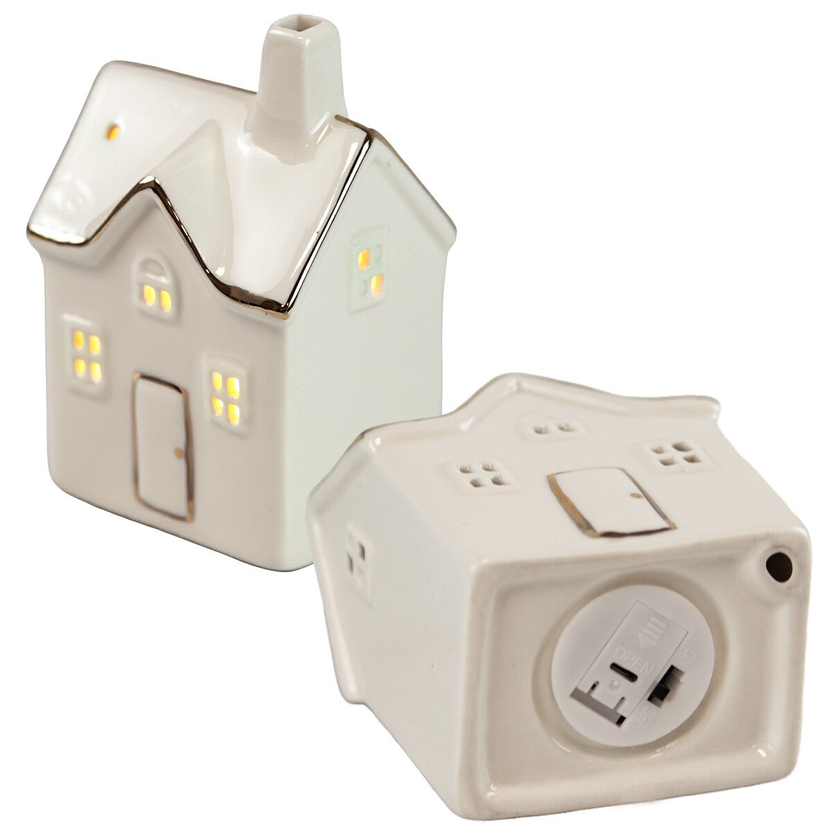 Domek Porcelanowy Ozdoba Na Parapet 12,5 Cm Świąteczna Led Na Baterie Boże Narodzenie