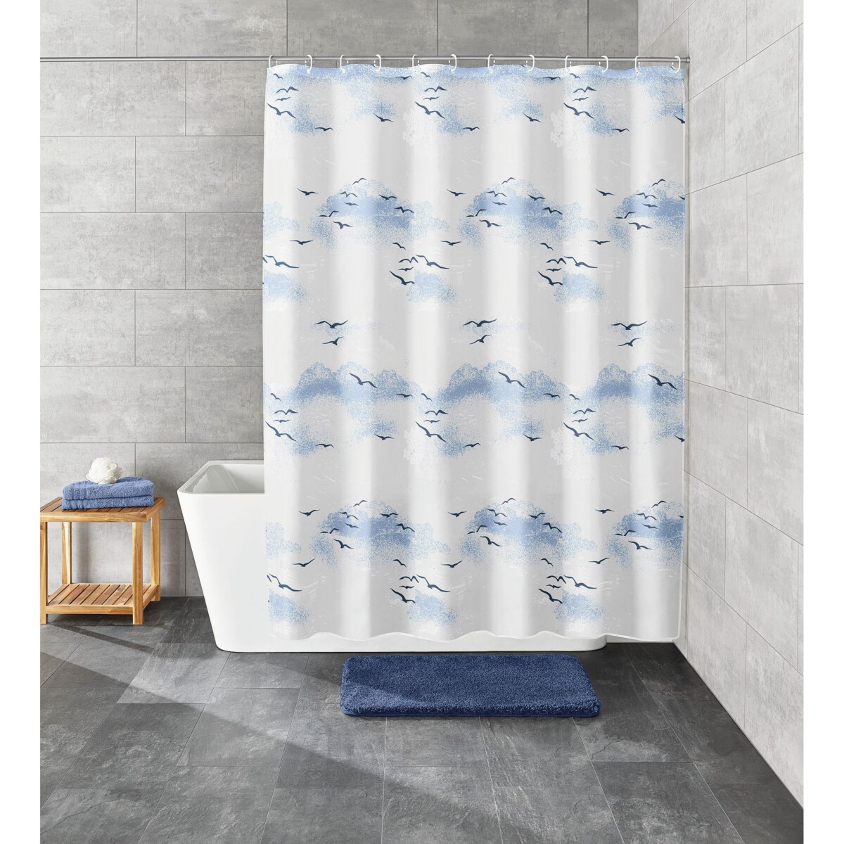 Kleine Wolke Sky Zasłona prysznicowa 100% winyl niebieski 180x200 cm