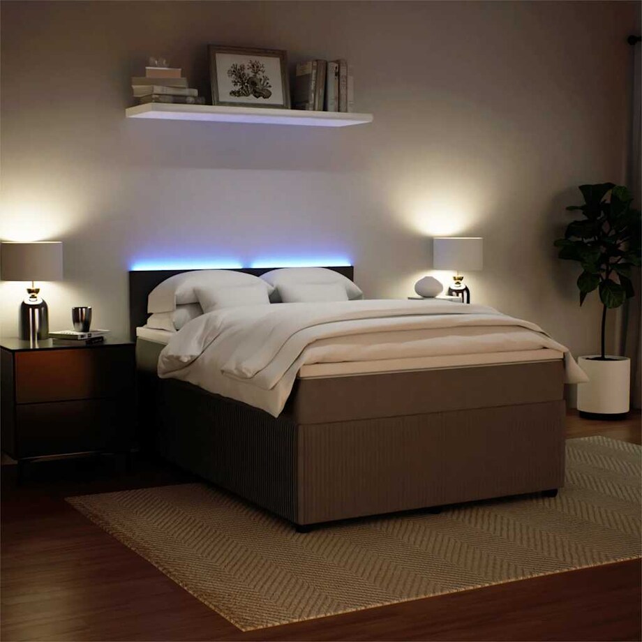 vidaXL Łóżko kontynentalne z materacem, jasnoszare, 140x190cm, aksamit