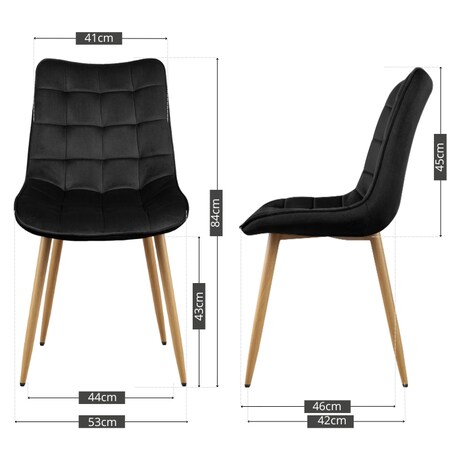 Krzesło tapicerowane do salonu jadalni pikowane welurowe czarne