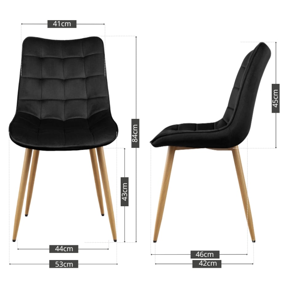 Krzesło tapicerowane do salonu jadalni pikowane welurowe czarne