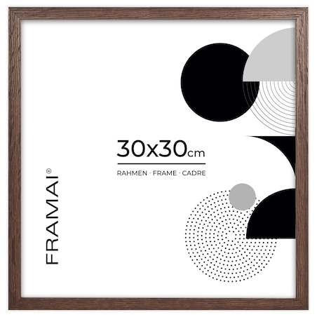 Brązowa ciemna ramka na zdjęcia 30x30 cm wisząca rama MDF z plexi klasyczna ramka kwadratowa