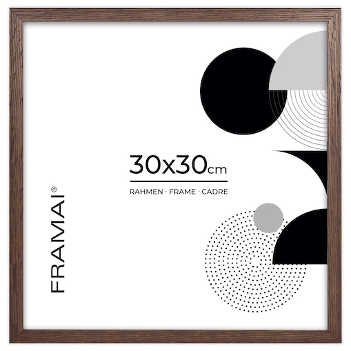 Brązowa ciemna ramka na zdjęcia 30x30 cm wisząca rama MDF z plexi klasyczna ramka kwadratowa