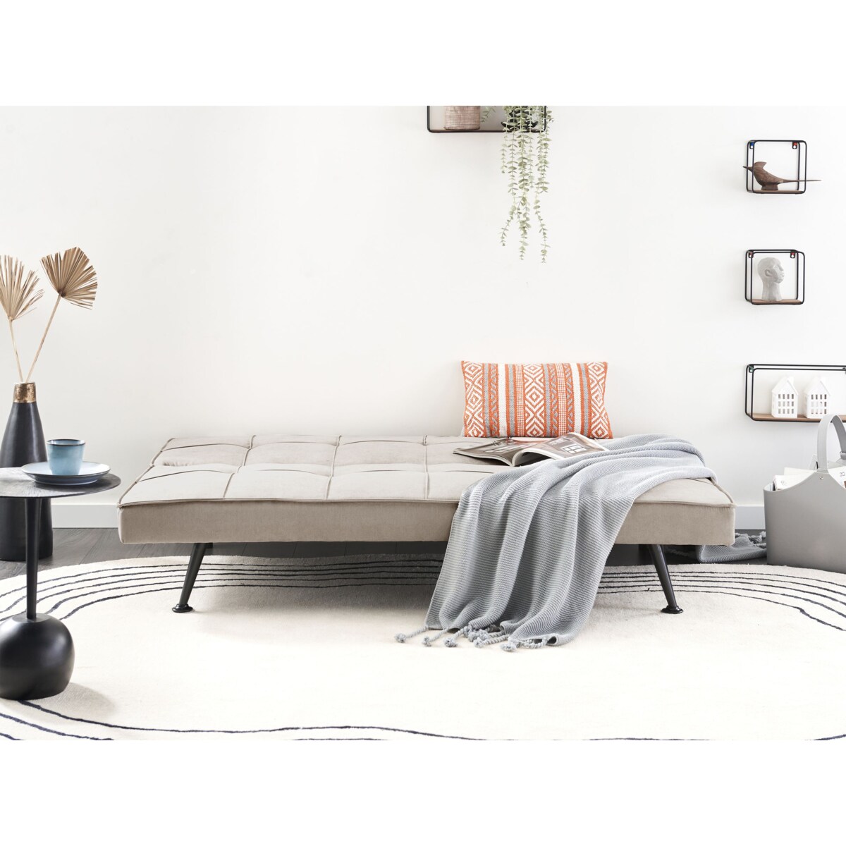 Sofa rozkładana HASLE Beżowy Tkanina