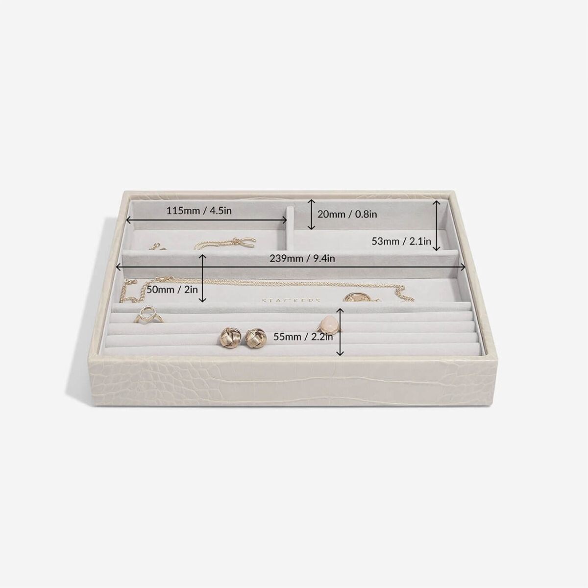 Szkatułka na biżuterię Stackers Croc 4 komorowa classic putty