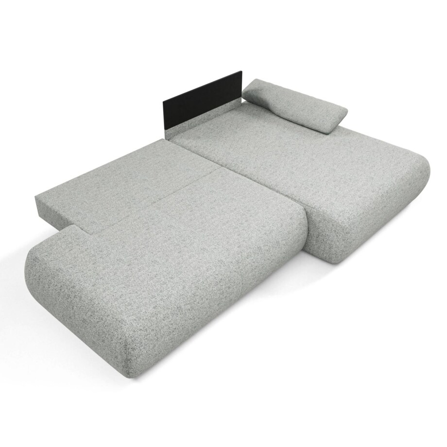 Narożnik rozkładany PENTI z pojemnikiem na pościel, prawy, szary