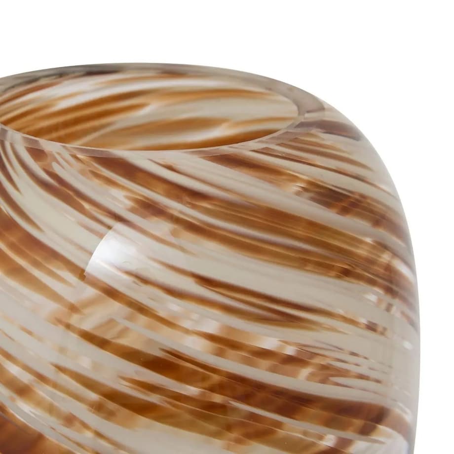 Wazon szklany biało-brązowy Arvo 26 cm