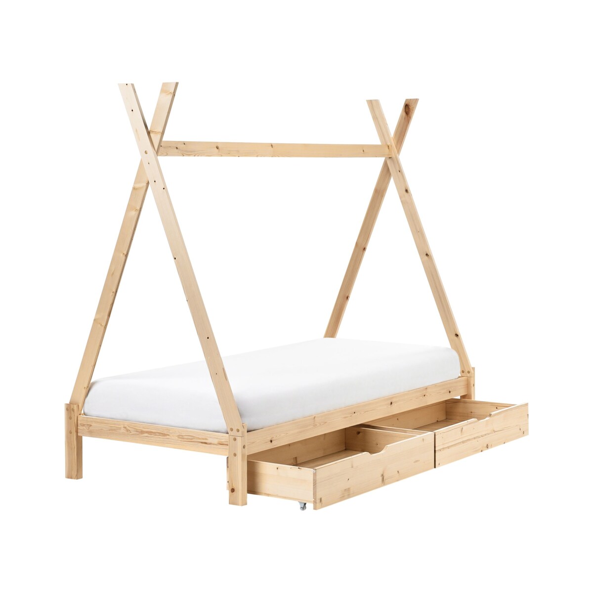 Łóżko z szufladami Drewno sosnowe DEVAY 90 x 200 cm Jasne drewno