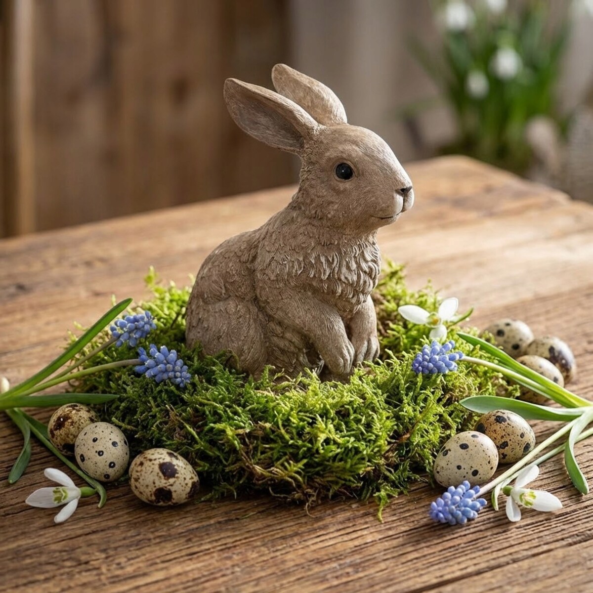 ZAJĄCZEK WIELKANOCNY FIGURKA BEŻOWA NA WIELKANOC PREZENT ZAJĄC DEKORACYJNY