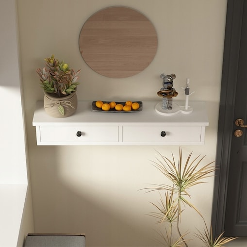 Półka wisząca biała nowoczesna loft sypialnia ścienna 64 cm