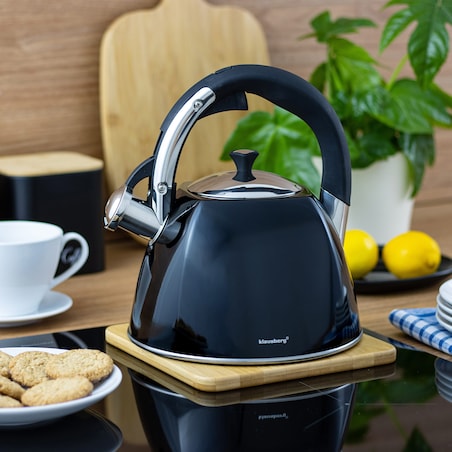 Czajnik stalowy z gwizdkiem 3.0L indukcja KLAUSBERG czarny Połysk