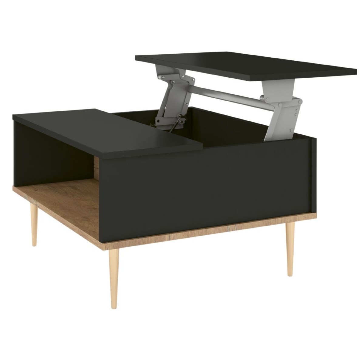 Czarny nowoczesny stolik kawowy Skandica HARMONI z otwieranym blatem