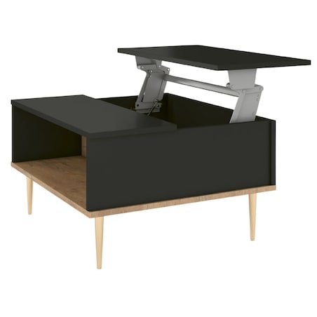 Czarny nowoczesny stolik kawowy Skandica HARMONI z otwieranym blatem