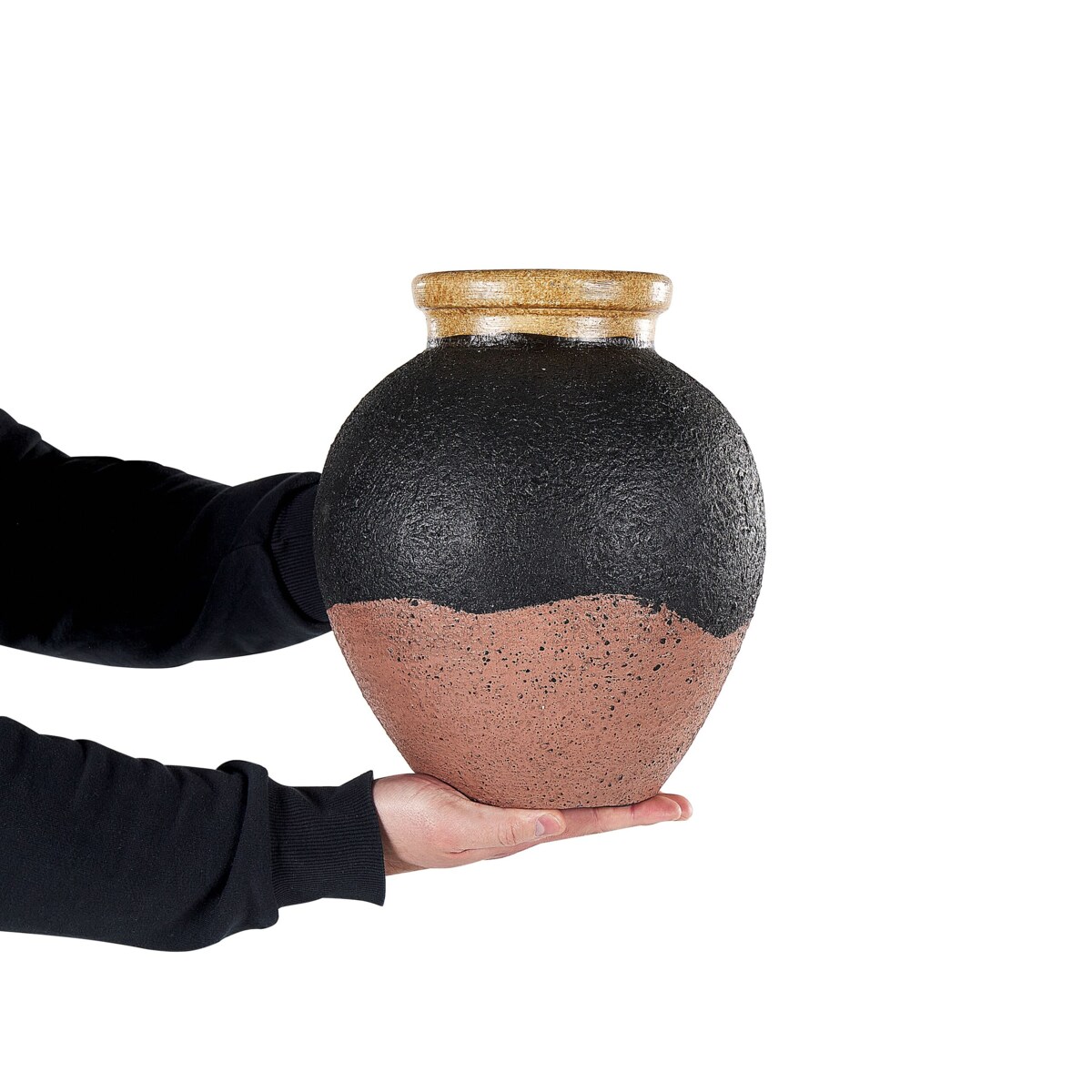 Wazon dekoracyjny z terakoty 31 cm czarno-różowy DAULIS