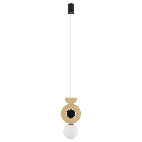 Wisząca drewniana lampa Drops 11174 Nowodvorski japandi okręgi drewniana szklana biała