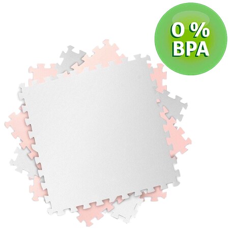 Duża mata piankowa puzzle piankowe 60x60 cm 4 szt. Ricokids biało-różowa