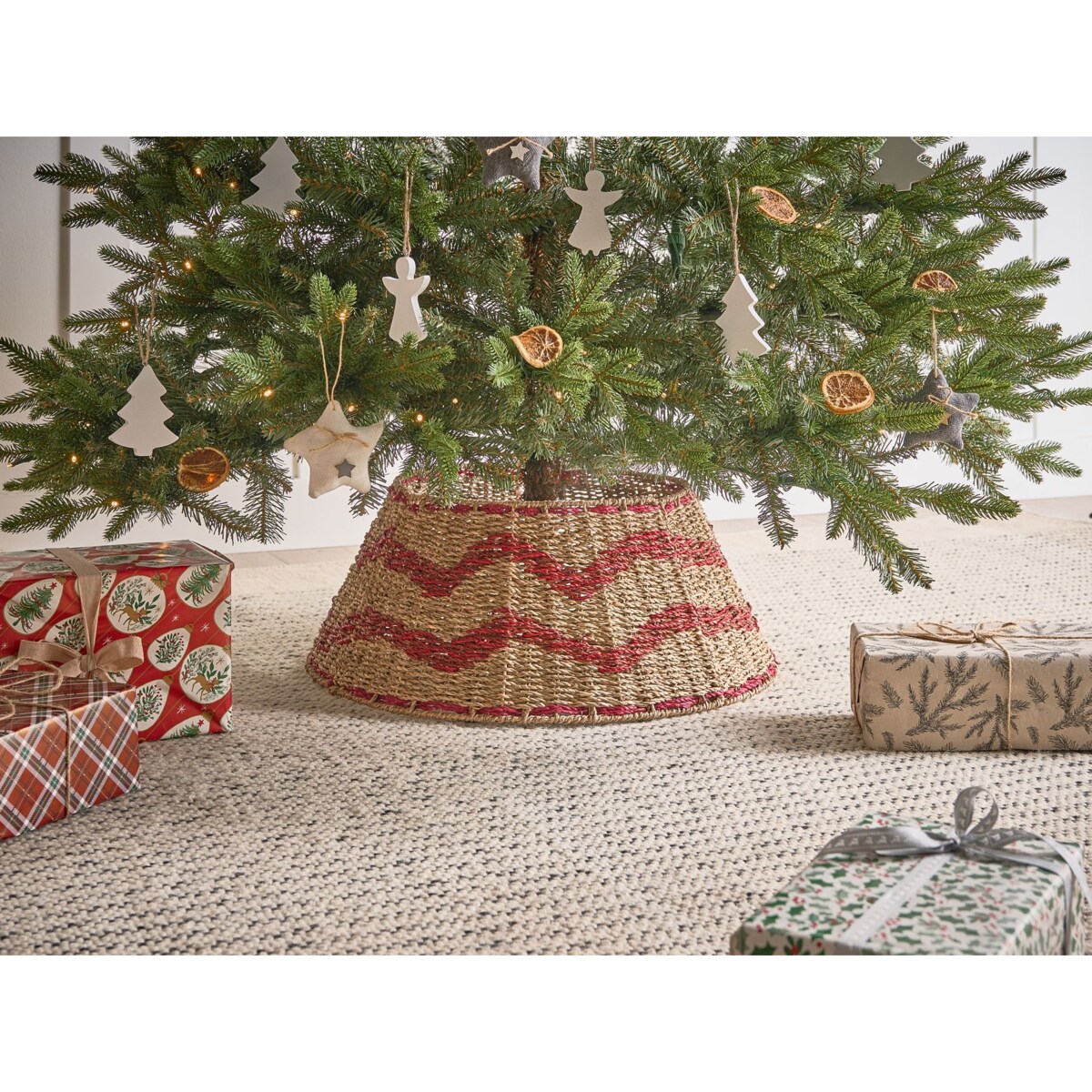 Osłonka pod choinkę HIVER Trawa morska Czerwony 51 cm