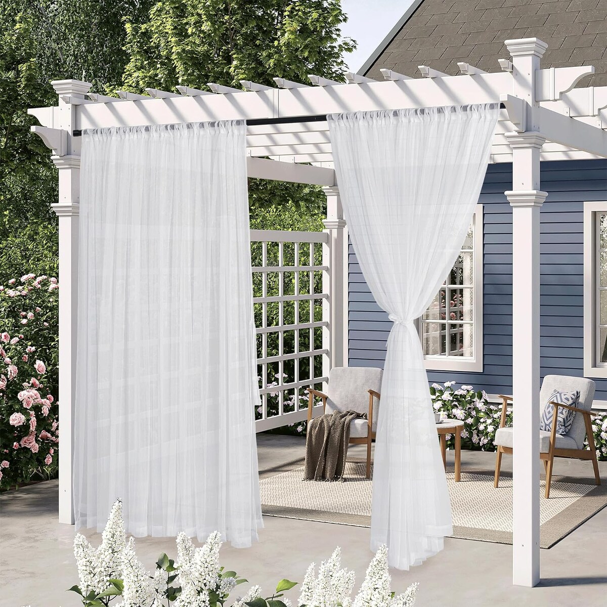 Firany na taras balkon ogrodowe 140x250 cm białe