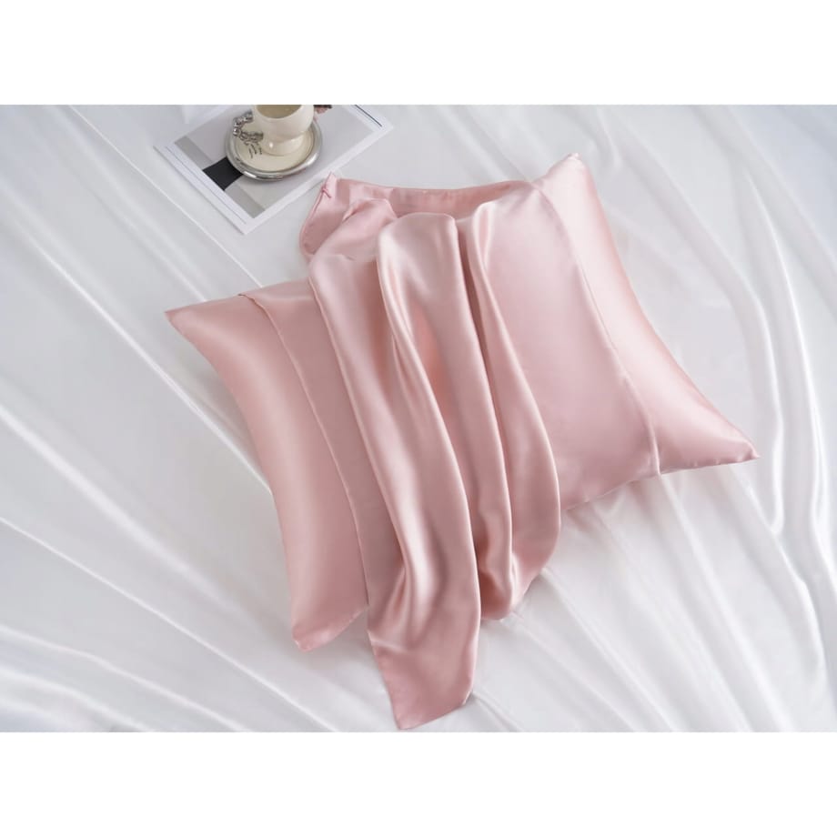 Poszewka jedwabna 40x40 pudrowa różowa jednobarwna Premium