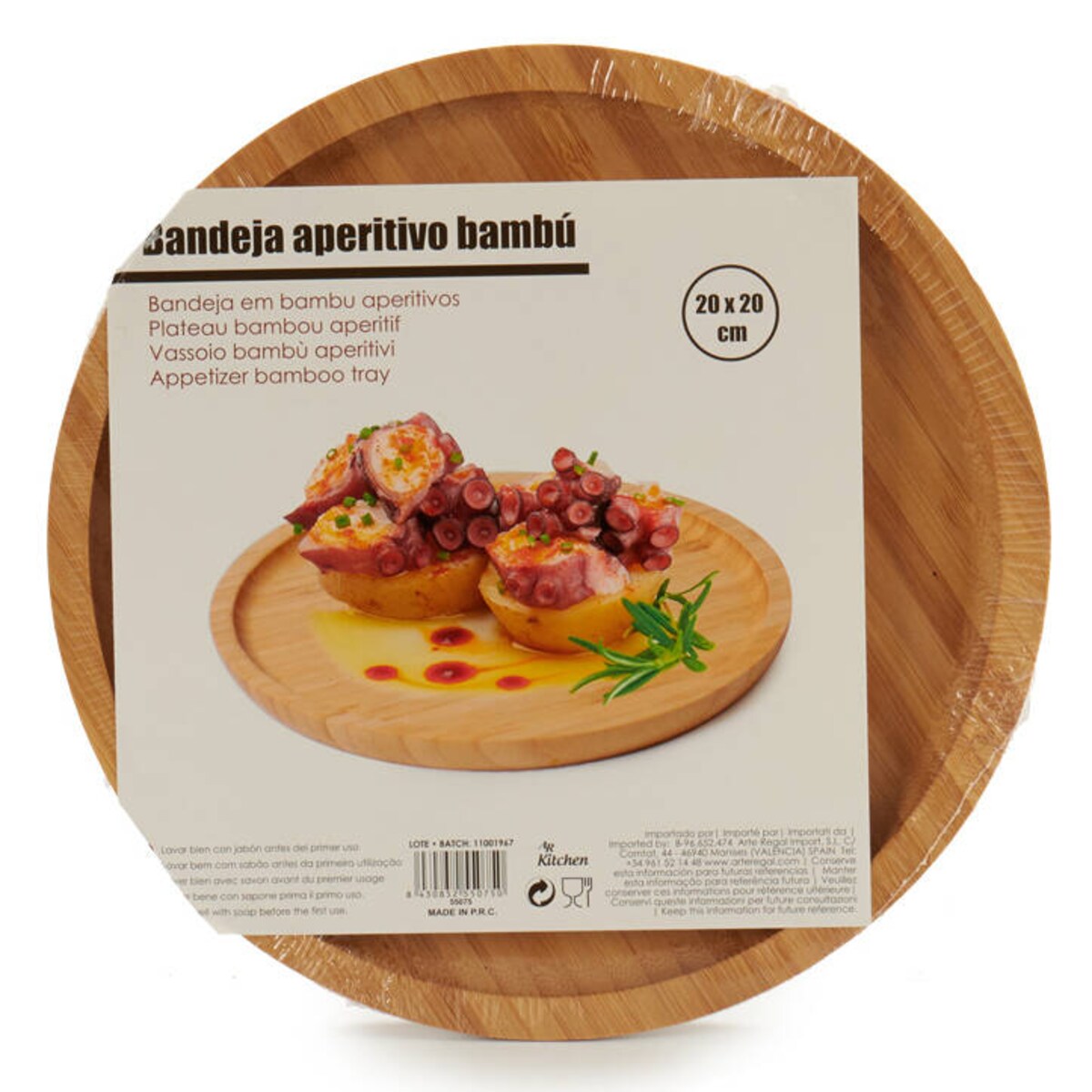 Deska do serwowania przekąsek, okrągła, bambus