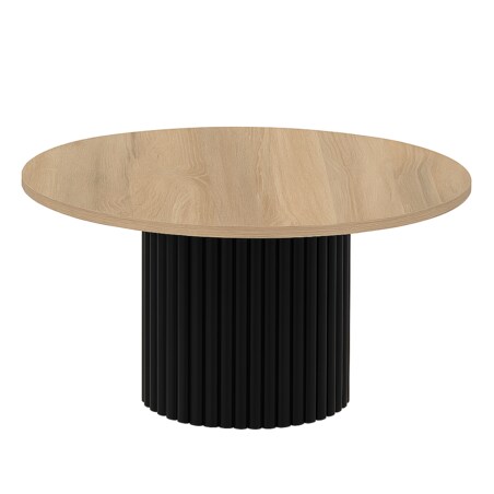 Stolik kawowy Riko blat 58 cm, ryflowana podstawa- dąb sonoma