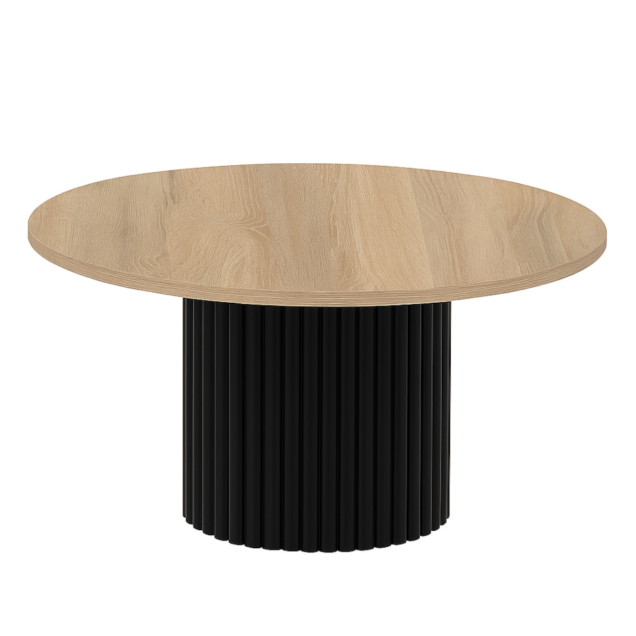 Stolik kawowy Riko blat 58 cm, ryflowana podstawa- dąb sonoma